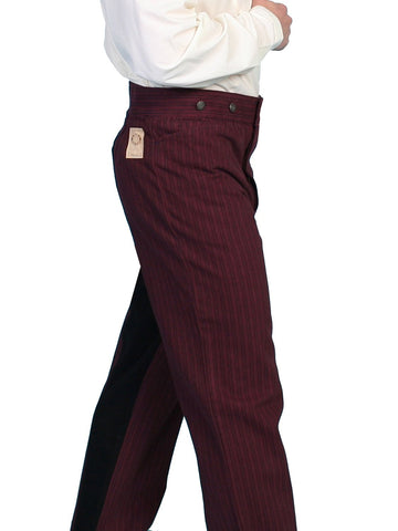 Scully Wahmaker Mens Burgundy 100% Cotton USA Stripe Saddle Seat Pants