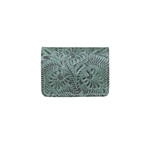 American West Small Marine Turquoise Leather Trifold Wallet