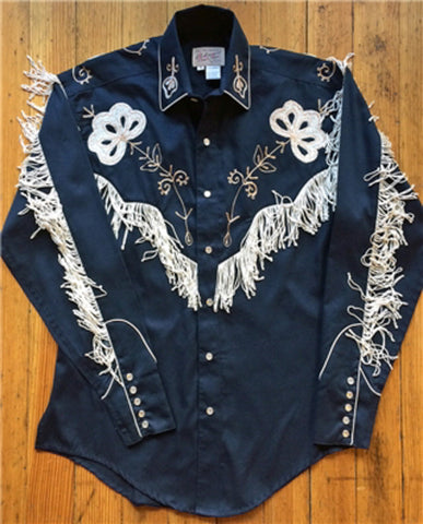 Rockmount Mens Navy 100% Cotton Vintage Fringe Western L/S Shirt