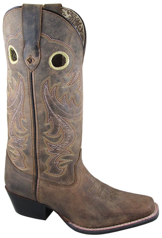Smoky Mountain Womens Wilma Distress Brown Leather Cowboy Boots