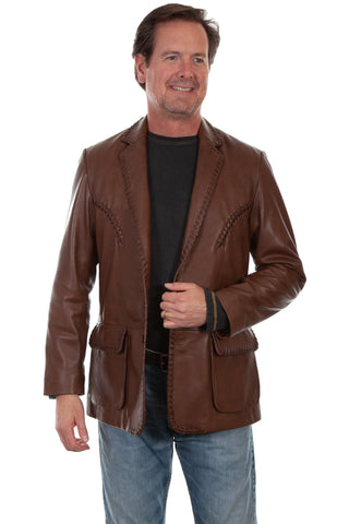 Scully Mens Chocolate Lamb Leather Blazer Jacket
