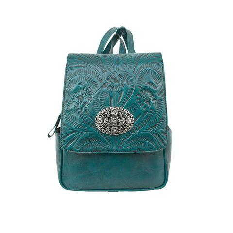 American West Lariats & Lace Dark Turquoise Leather Flap Backpack