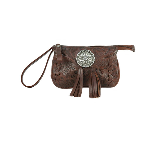 American West Lariats & Lace Chestnut Brown Leather Event Bag