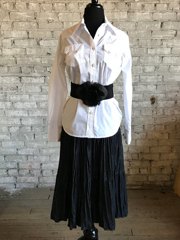 Rockmount Womens White Cotton Blend Sawtooth Pocket Western L/S Shirt