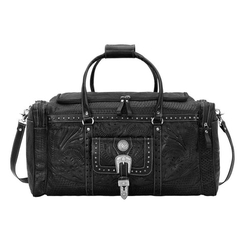 American West Retro Romance Black Tooled Leather Rodeo Bag