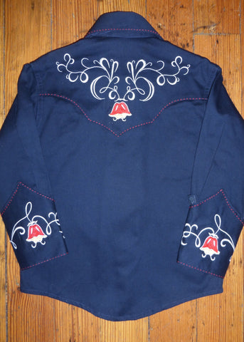 Rockmount Kids Boys Navy 100% Cotton Embroidered Floral L/S Shirt