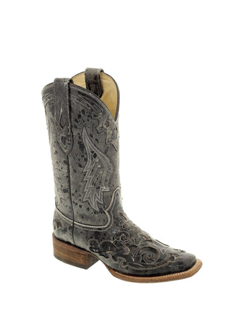 Corral Ladies Inlay Black Python/Cowhide Cowgirl Boots