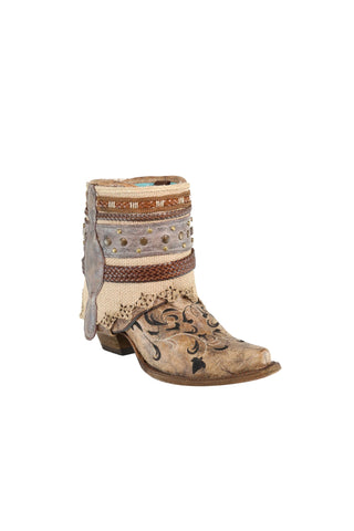 Corral Ladies Strap Cognac Cowhide Leather Ankle Boots