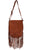 Scully Womens Tan Leather Pick Stitch Fringe Handbag