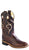 Old West Dark Brown Childrens Boys Carona Leather Square Toe Cowboy Boots