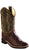 Old West Olive Green Youth Boys Leather Broad Square Toe Cowboy Boots