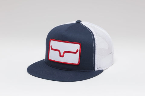 Kimes Ranch Unisex Banner Ventilated Baseball Cap Navy/White Cotton