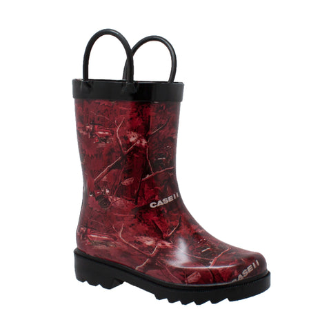 Case IH Kids Boys Red Camo Rubber Work Boots