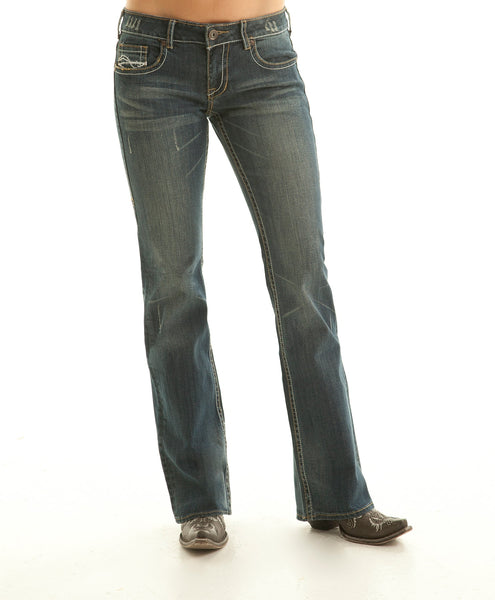 Cowgirl Tuff Don’t Fence Me In Dark Boot Cut Jeans For Women - Comfortable & Stylish Western Wear - View #4