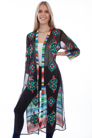 Scully Womens Black Polyester Serape Duster