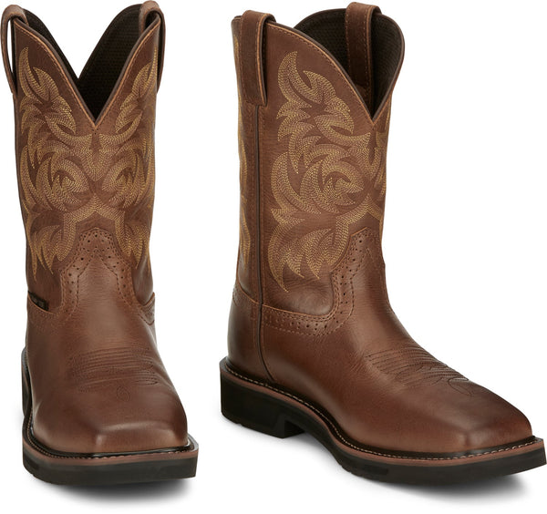 Justin 11in Comp Toe Mens Tan Handler Leather Work Boots – The