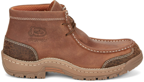 Justin 4in WP EH Mens Barley Brown Crafton Leather Work
