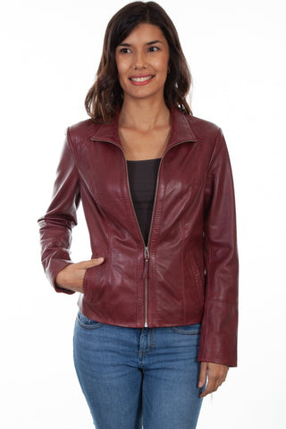 Scully Womens Merlot Leather Lightweight Zip Jacket