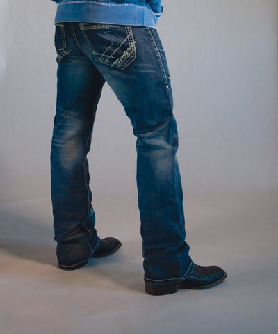 B Tuff Mens Blue Cotton Denim Jeans Strong Faded Torque