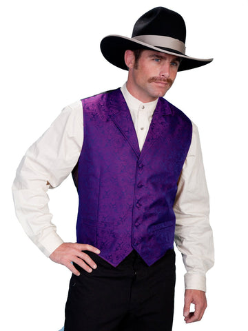 Scully Mens Purple Polyester Classic Paisley Vest