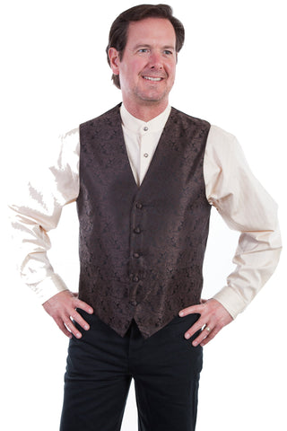 Scully Mens Brown Polyester Paisley Vest