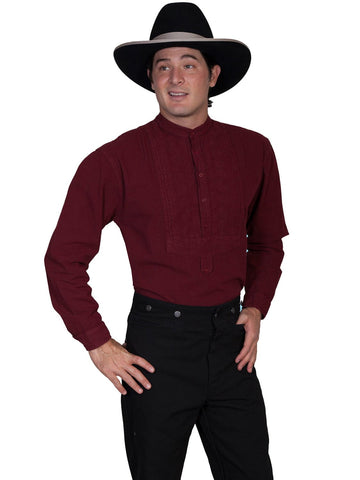 Scully Rangewear Mens Burgundy 100% Cotton L/S Paisley Bib Big Western Shirt