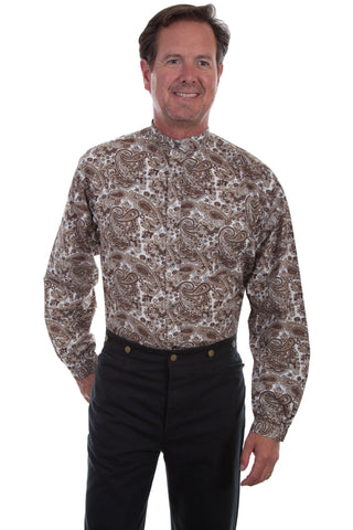 Scully Mens Brown 100% Cotton Paisley L/S Shirt