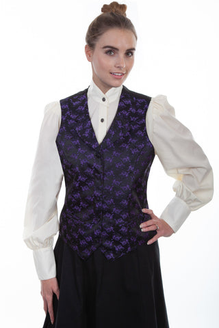 Scully Womens Purple Polyester Floral Vest