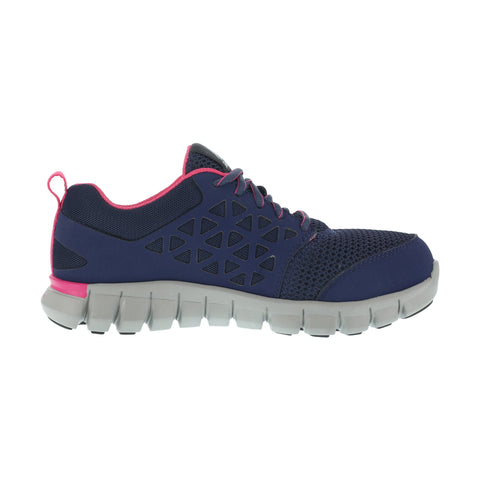 Reebok Womens Navy & Pink Mesh Work Shoes Alloy Toe Oxfords