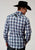 Roper Mens Americana Plaid Bull Grey Cotton Blend L/S Shirt