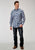 Roper Mens Americana Plaid Bull Grey Cotton Blend L/S Shirt