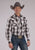 Roper Mens 2486 Yoked Horseshoe Grey/Black/White Cotton Blend L/S Shirt