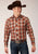 Roper Mens Bronco Plaid Rust Cotton Blend L/S Shirt