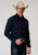 Roper Mens Horseshoe Broadcloth Blue Cotton Blend L/S Shirt