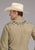 Roper Mens 2445 Solid Broadcloth Tan Cotton Blend L/S Shirt