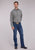 Roper Mens 2475 Longhorn Skull Scene Light Smokey Grey Cotton Blend L/S Shirt