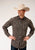 Roper Mens Horseshoe Stripe Brown Cotton Blend L/S Shirt
