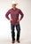 Roper Mens Brick Red Cotton Blend Cream Wallpaper L/S Shirt