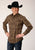 Roper Mens Fancy Cactus Plaid Brown Cotton Blend L/S Shirt