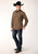 Roper Mens Fancy Cactus Plaid Brown Cotton Blend L/S Shirt