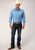 Roper Mens Solid Broadcloth Heritage Blue Cotton Blend L/S Shirt
