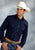 Roper Mens Solid Broadcloth Navy Cotton Blend L/S Shirt