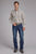 Roper Mens 2403 Ombre Stripe Navy/White Cotton Blend L/S Shirt