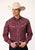 Roper Mens Brick Red Cotton Blend Cream L/S Retro Shirt