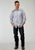 Roper Mens Retro Piped Fancy Blue Cotton Blend L/S Shirt