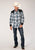 Roper Mens Retro Peacock Plaid Blue/White Cotton Blend L/S Shirt