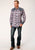 Roper Mens Contrast Fancy Yoke Wine Cotton Blend L/S Shirt