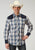 Roper Mens Madris Plaid Blue Cotton Blend L/S Shirt