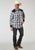 Roper Mens Madris Plaid Blue Cotton Blend L/S Shirt