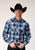 Roper Mens White Plaid Blue Cotton Blend L/S Shirt